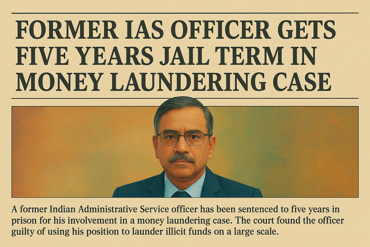 FORAMER IAS OFFICER GETS FIVE YEARS’ JAIL TERM IN MONEY- LAUNDERING CASE