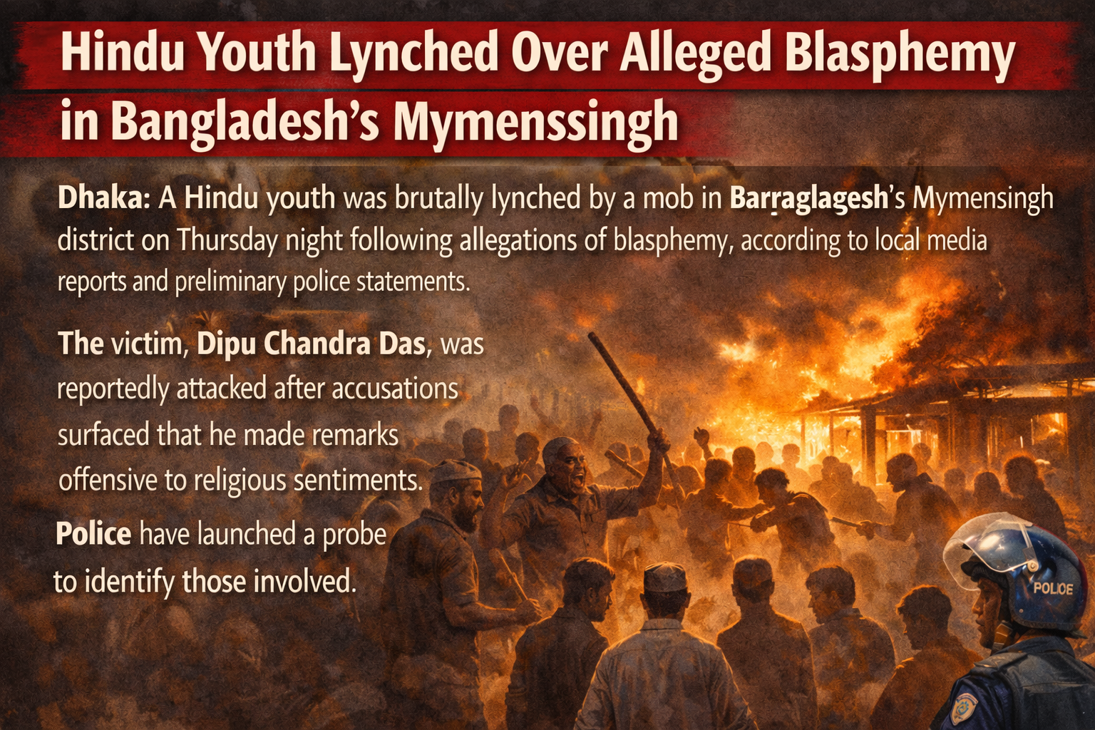Hindu Youth Lynched Over Alleged Blasphemy in Bangladesh