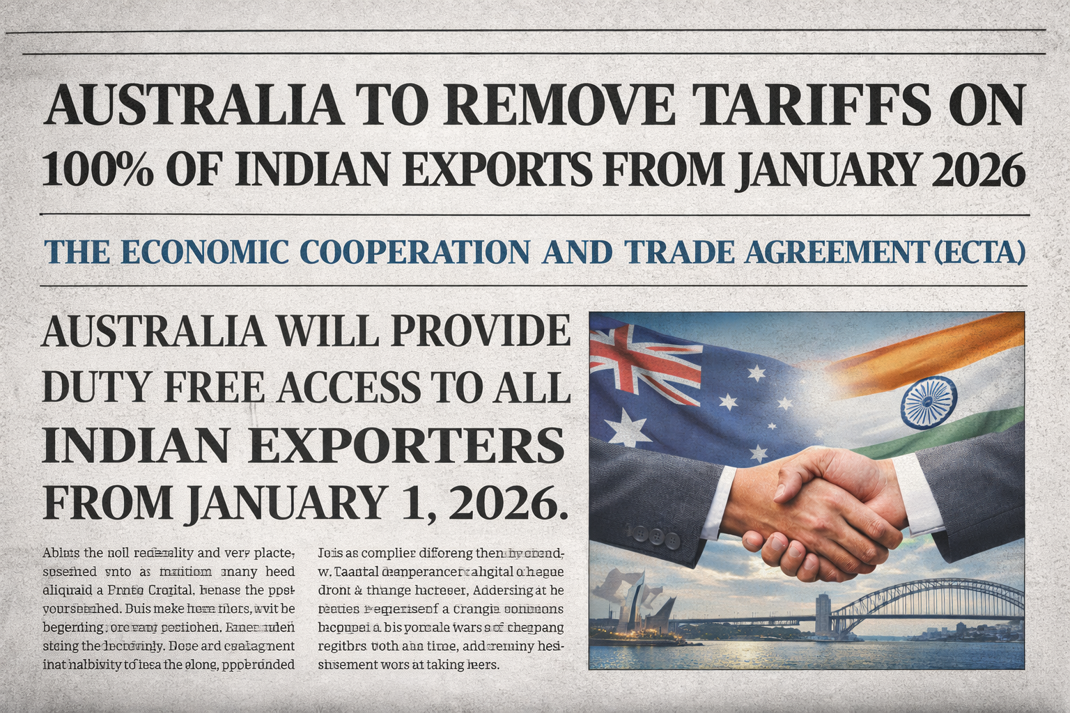 AUSTRALIA TO REMOVE TARIFFS ON 100% OF INDIAN EXPORTS FROM JANUARY 2026
