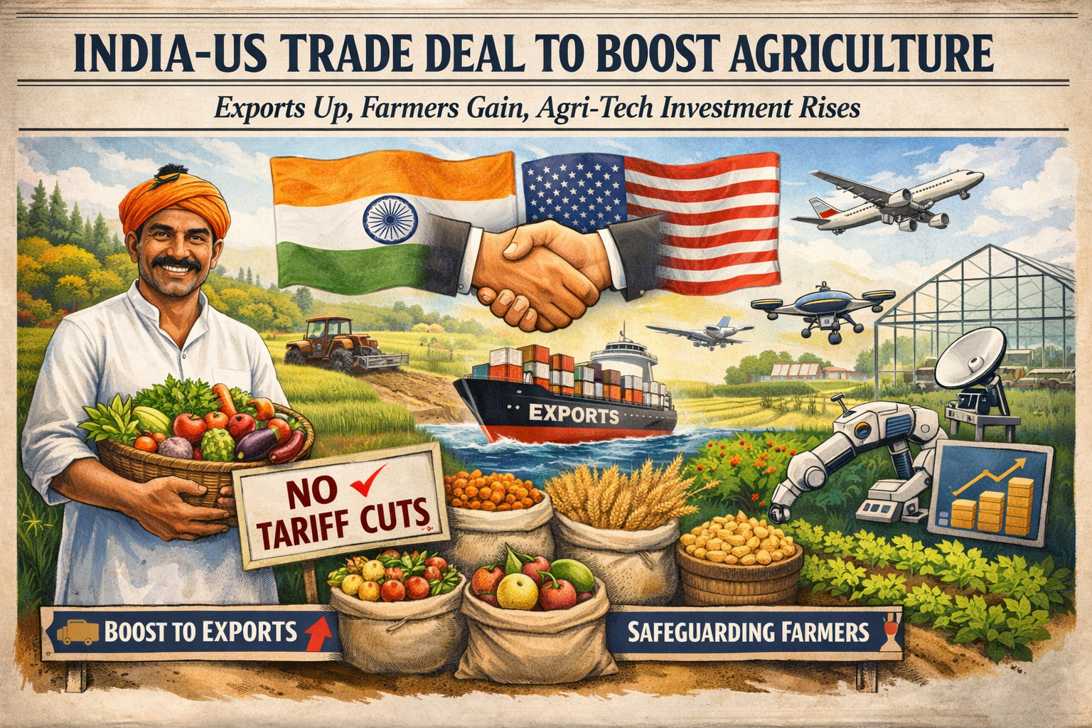 India–US Interim Trade Deal Set to Boost Agriculture: Exports Rise, Farmers Gain, Agri-Tech Gets Push