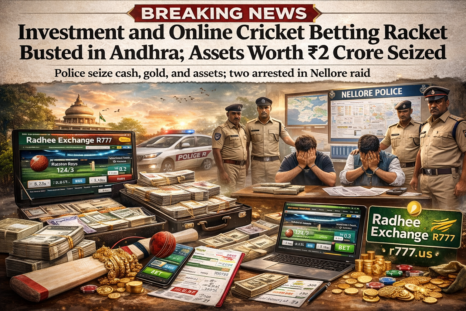 Investment and Online Cricket Betting Racket Busted in Andhra; Assets Worth ₹2 Crore Seized