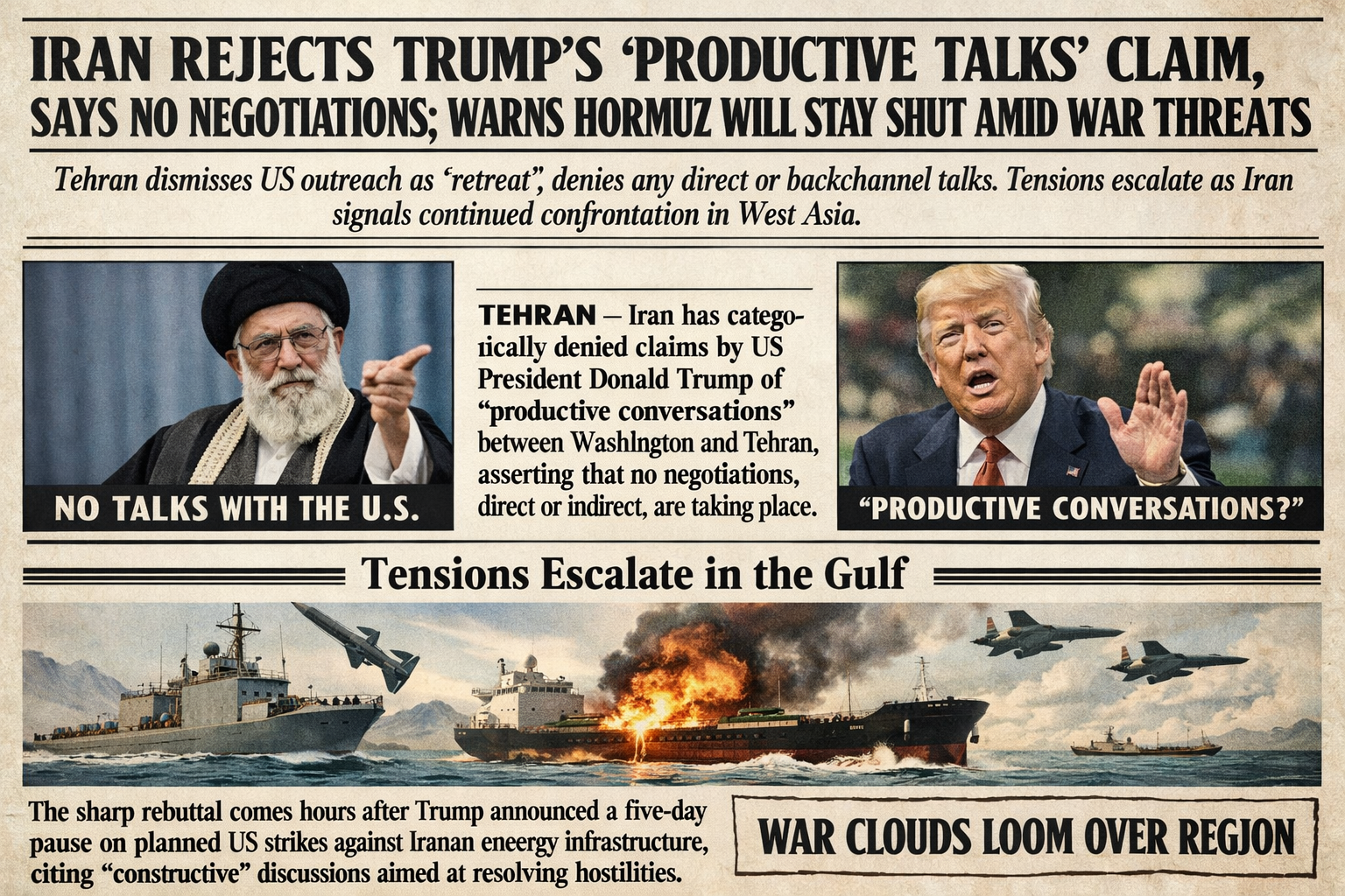 IRAN REJECTS TRUMP’S ‘PRODUCTIVE TALKS’ CLAIM