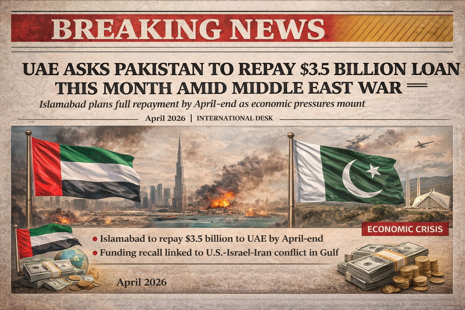 UAE ASKS PAKISTAN TO REPAY $3.5 BILLION LOAN THIS MONTH AMID MIDDLE EAST WAR