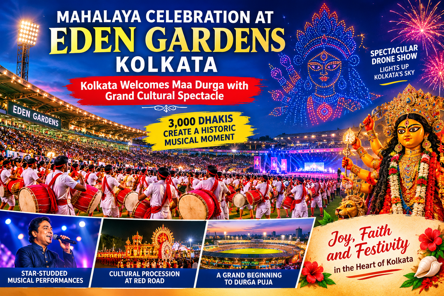 MAHALAYA CELEBRATION AT EDEN GARDENS: KOLKATA WELCOMES MAA DURGA WITH GRAND CULTURAL SPECTACLE